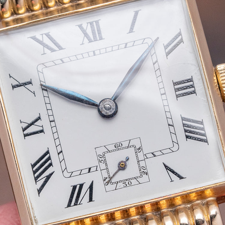 1940s Enamel 14ct Gold Hooded Lugs Anonymous Watch 25x35mm