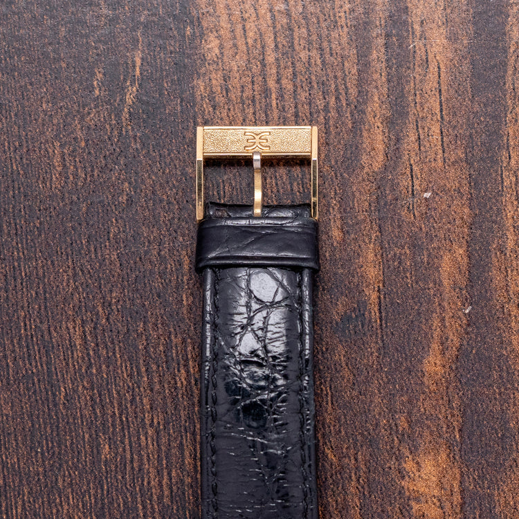 1970s Ebel 18ct Yellow Gold Black Dial 25x36mm 'Tank'