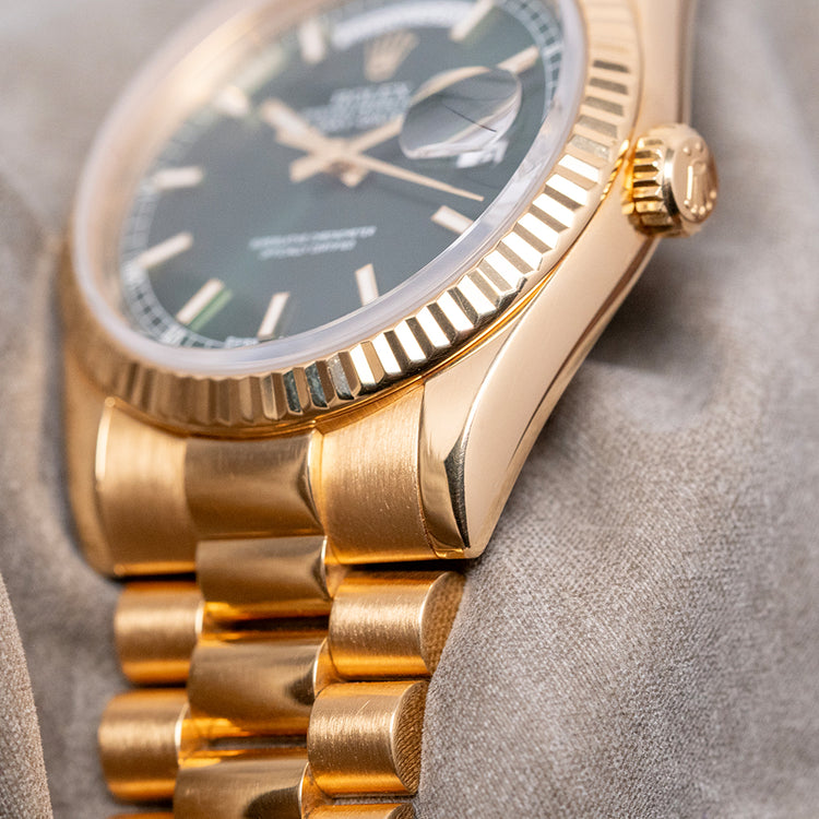 2006 Rolex Day-Date 36mm Yellow Gold 118238 Green Dial
