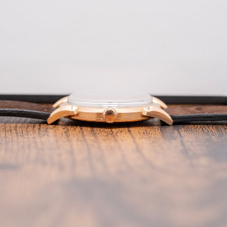 1950s Fleuron 18ct Pink Gold Bombe Lugs 35mm Manual