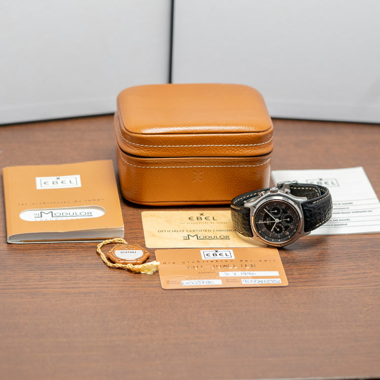 Near NOS 1996 Ebel Le Modulor Chronograph Black 9137241