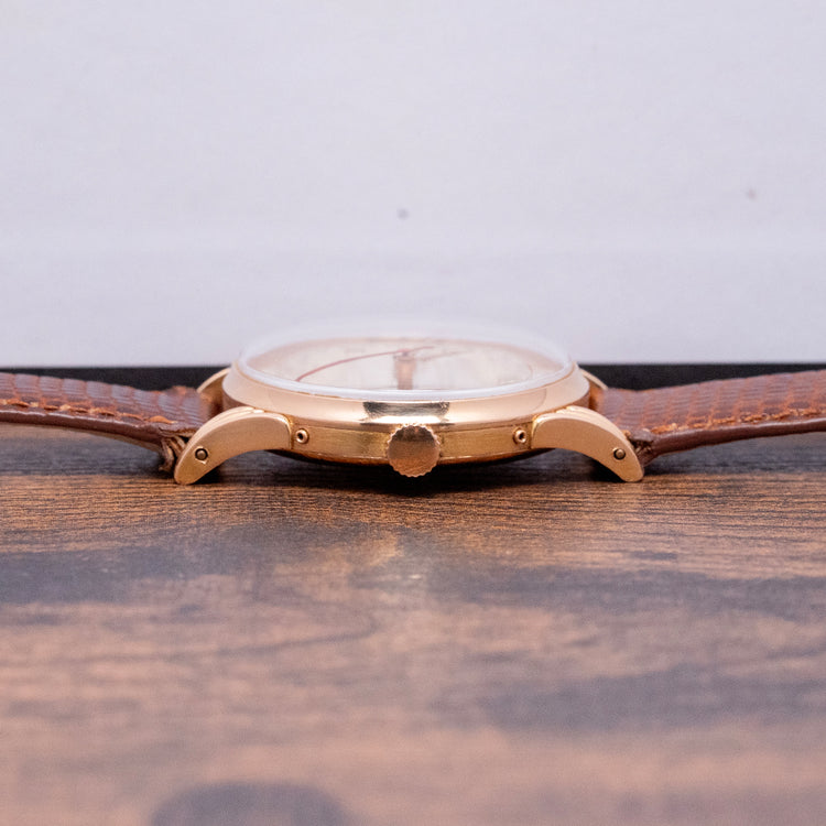1950s Movado 18ct Pink Gold Triple Calendar Fancy Lugs 34mm