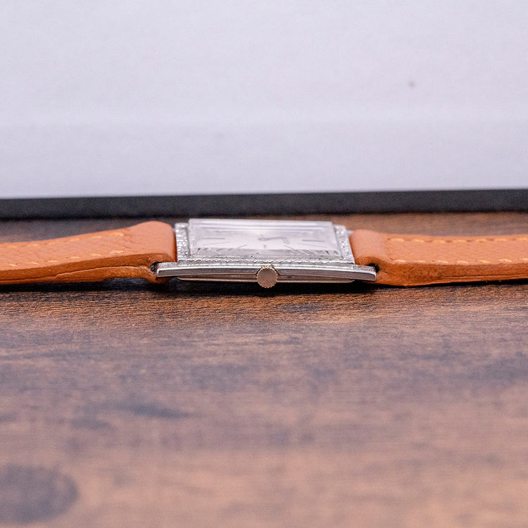 1970s JLC 'Tank' 18ct White Gold Textured 25x30.5mm 4421