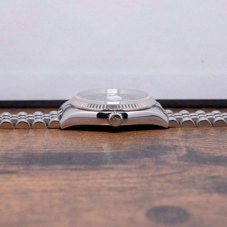 2010s Rolex Datejust 36mm Black Roman Dial Fluted 116234