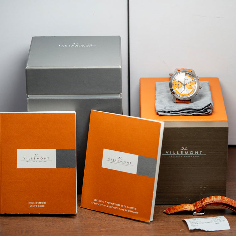 2000s Villemont 18ct White Gold Split Second Chronograph 43mm