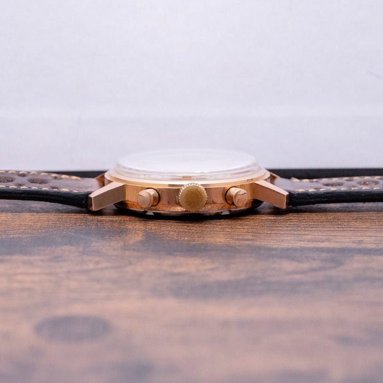 1950s Exacta Chronograph Landeron 51 37mm Gold Plated