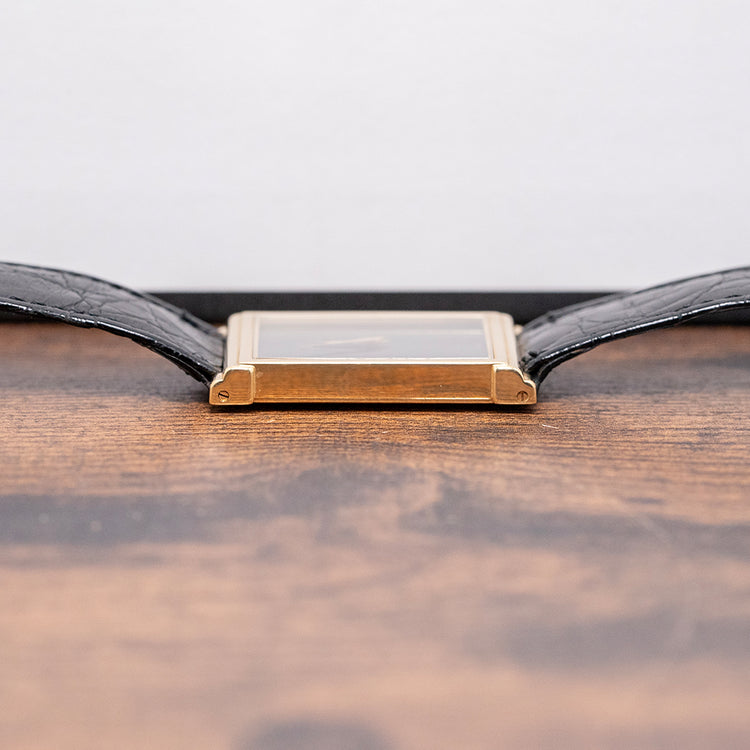1970s Ebel 18ct Yellow Gold Black Dial 25x36mm 'Tank'