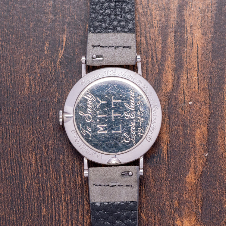 1955 LeCoultre & Vacheron 14ct White Gold Diamond Mystery Hour 33mm