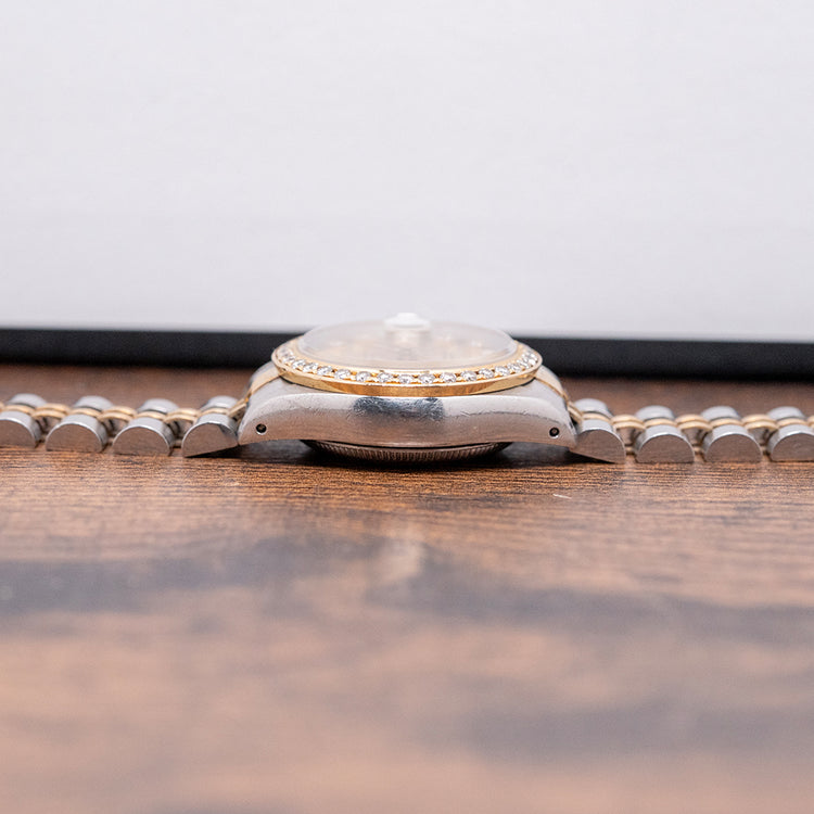 1990 Rolex Lady-Datejust 26mm Steel & Gold Factory Diamonds 69173