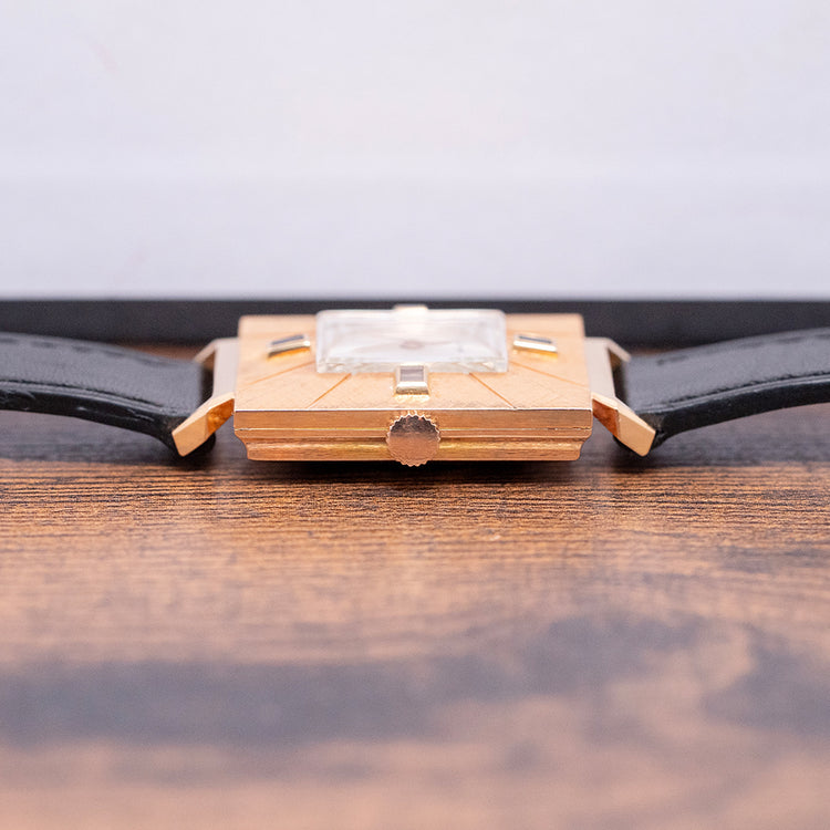 1960s Girard-Perregaux 18ct Pink Gold Square Art Deco Auto