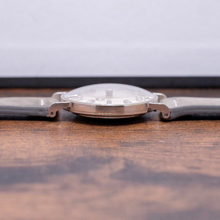 1955 LeCoultre & Vacheron 14ct White Gold Diamond Mystery Hour 33mm