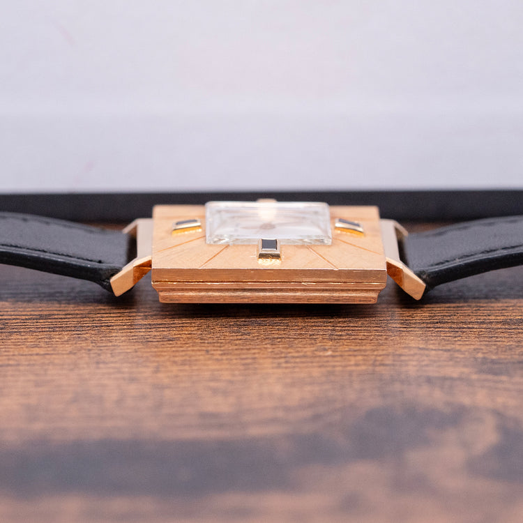 1960s Girard-Perregaux 18ct Pink Gold Square Art Deco Auto