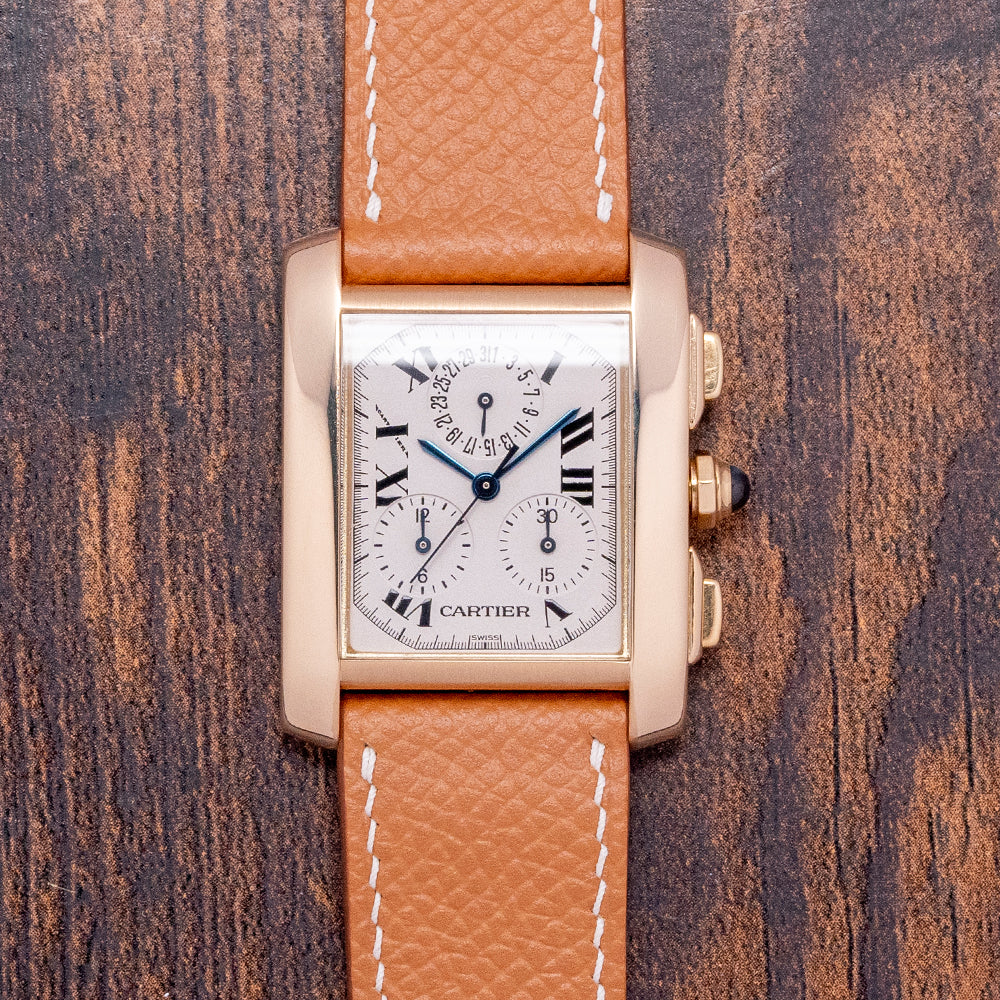 2000s Cartier Tank Française Quartz Chrono 18ct Gold 1830