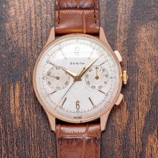 1950s Zenith 'Stellina' 18ct Pink Gold 37mm Oversized 156 D