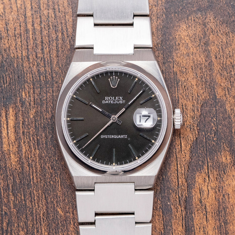 1978 Rolex Datejust Oyserquartz Black Dial 36mm 1st Series 17000