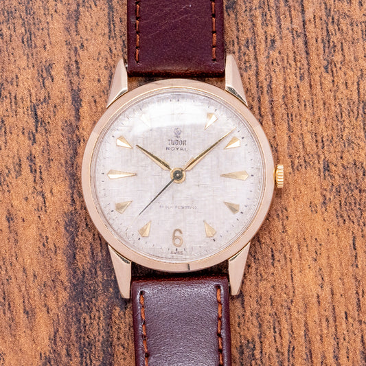 1962 Tudor Royal 9ct Gold Linen Dial 32mm Mechanical