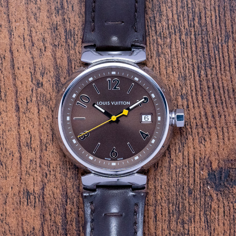 2018 Louis Vuitton Tambour Brown Quartz 34mm Q1311