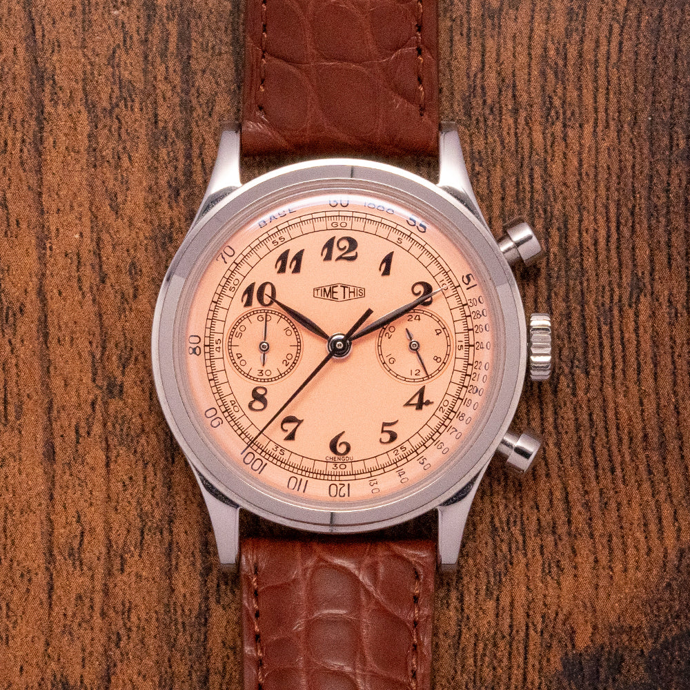 2022 Time This Salmon Dial Meca-Quartz Chrono 38mm