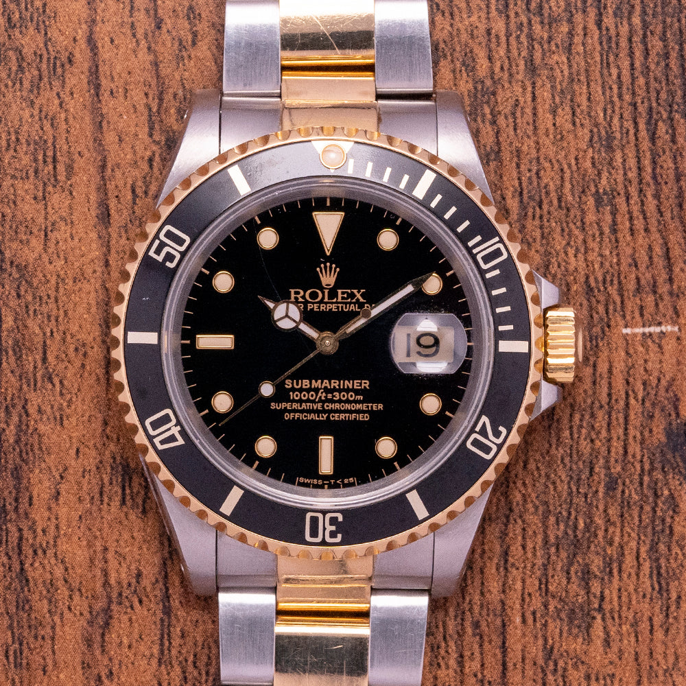 1991 Rolex Submariner Steel Gold Black Dial/Bezel 16613