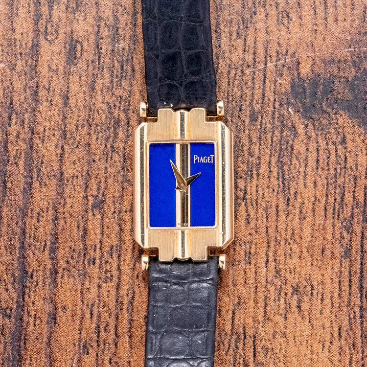 1992 Piaget Polo 18ct Gold Lapis Dial Box & Papers 15213