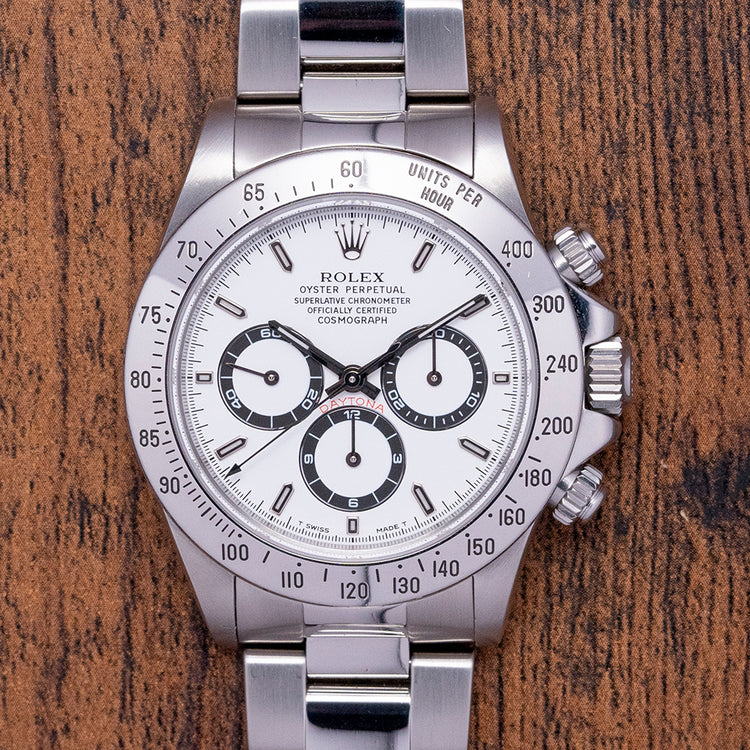1998 Rolex Zenith Daytona White 40mm 16520 on Bracelet