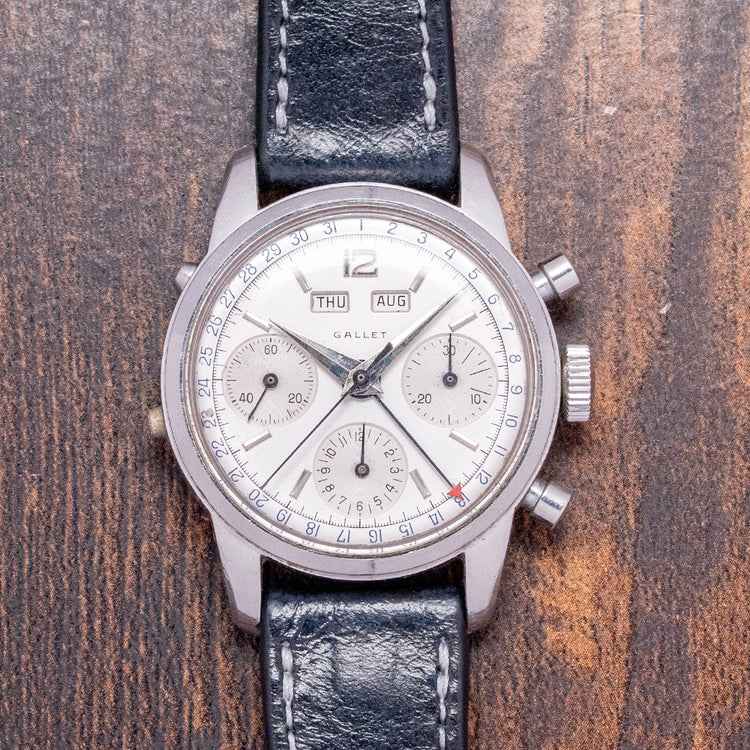 1950s Gallet Multichron Calendar Chronograph Valjoux 72C 35mm