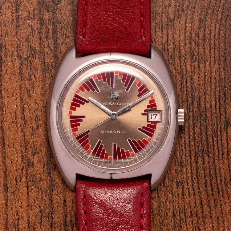 1967 Universal Geneve Unisonic Rare Buzzsaw Dial 852101