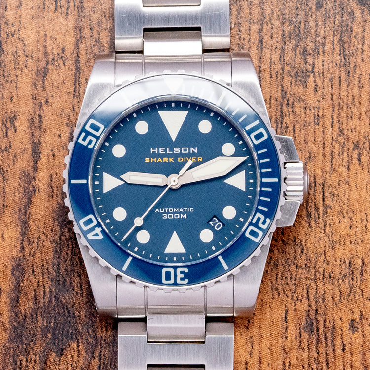 2021 Helson Shark Diver 38 Blue Dial Sapphire Bezel Miyota