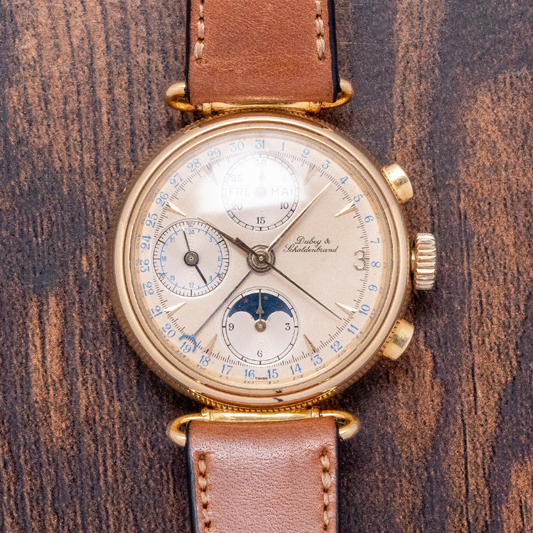 1980s Dubey & Schaldenbrand 18ct Triple Calendar Moonphase Chronograph