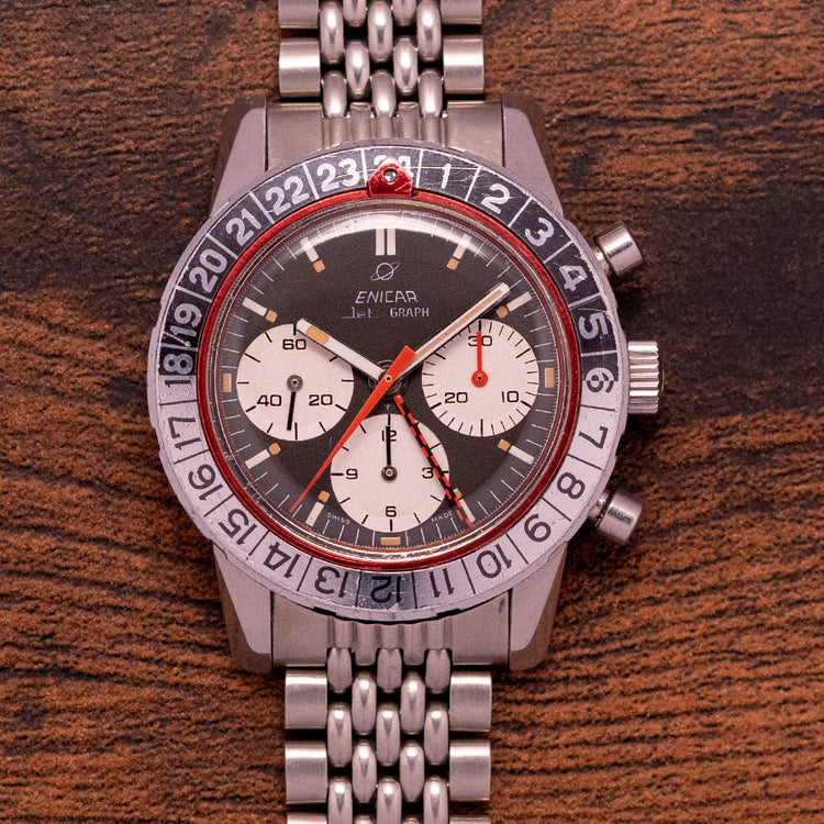 1969 Enicar Jet Graph GMT Chronograph 072-02-02 A