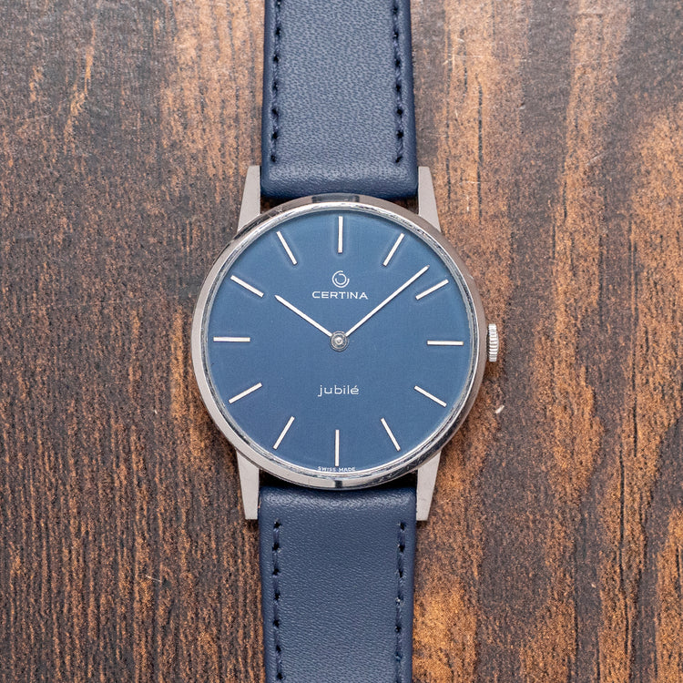 1970s Certina Jubile Blue Dial Manual Cal. 396 Steel 34mm