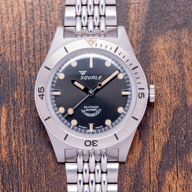 2023 Squale Super-Squale Sunray Black on Bracelet 38mm