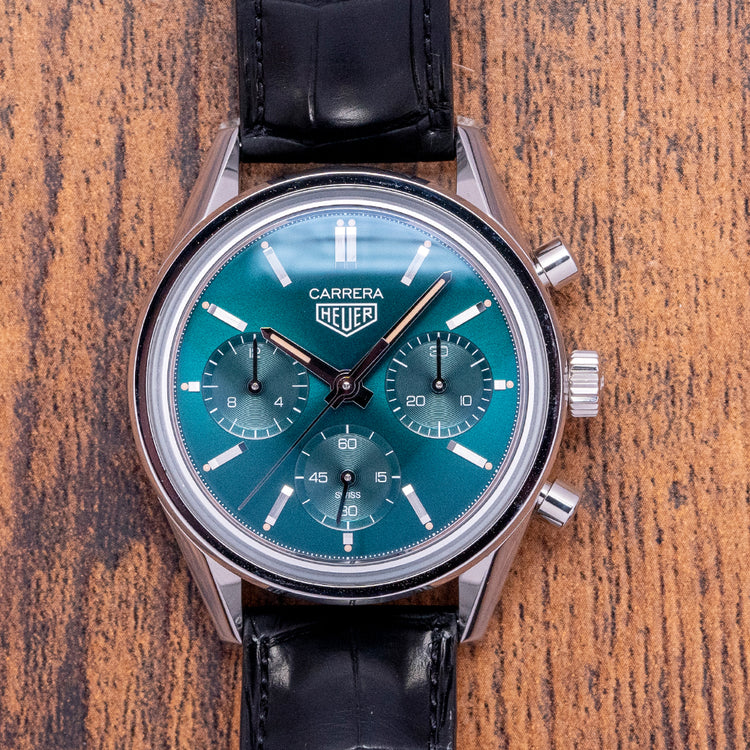 2021 TAG Heuer Carrera Chronograph Green Limited Ed 39mm