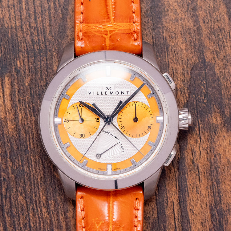 2000s Villemont 18ct White Gold Split Second Chronograph 43mm