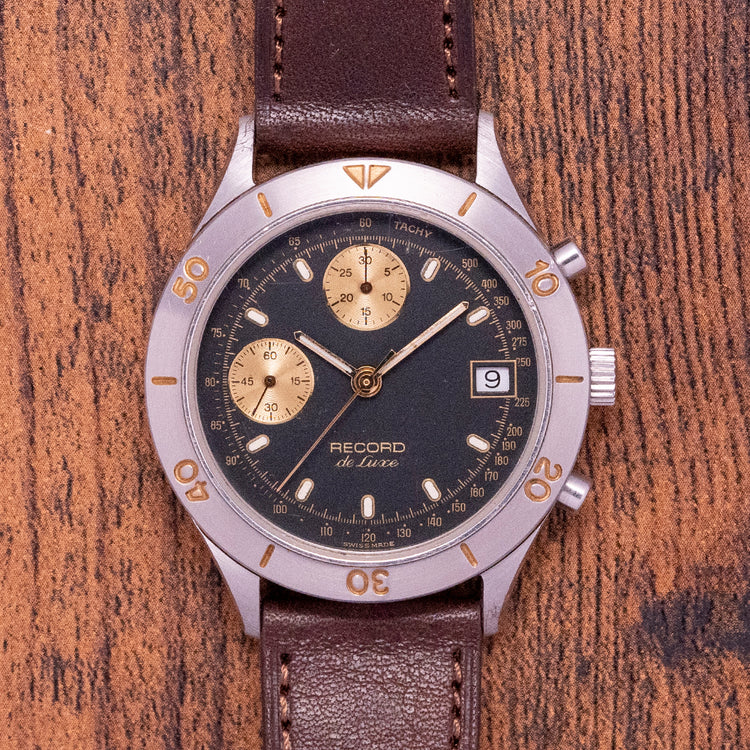 1990s Record "De Luxe" Chronograph 38mm Valjoux 7765