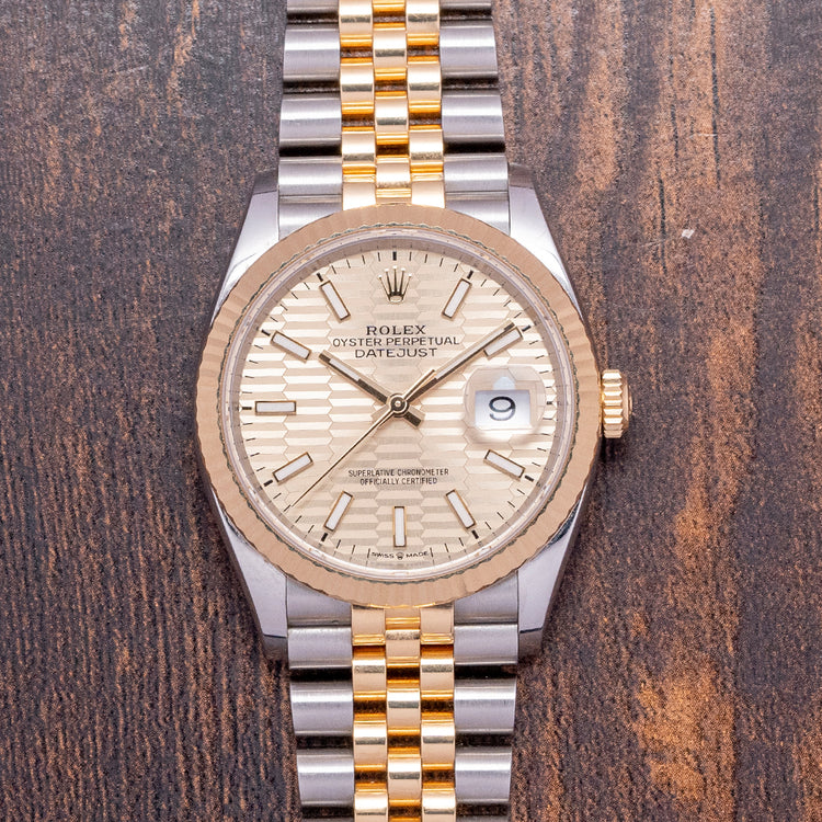 2023 Rolex Datejust 36mm Two-Tone Fluted Motif Dial 126233