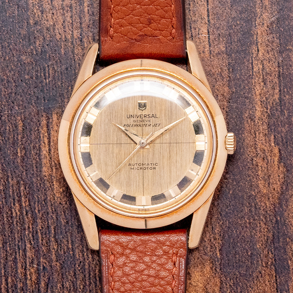 1960s Universal Genève Polerouter Jet 18ct Gold Micro-Rotor 10364-1