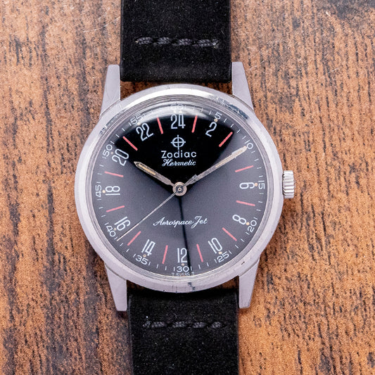 1970s Zodiac Hermetic Aerospace Jet 24 Hour 34mm