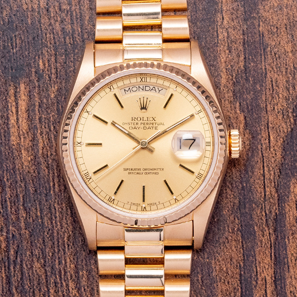 Rolex Daydate 36mm Rolex DAY-DATE 36mm 18K Yellow Gold President Champagne Dial Men's Watch  18038