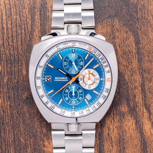 2025 Richurus Bullhead Chrono Quartz Blue on Bracelet 43.5mm
