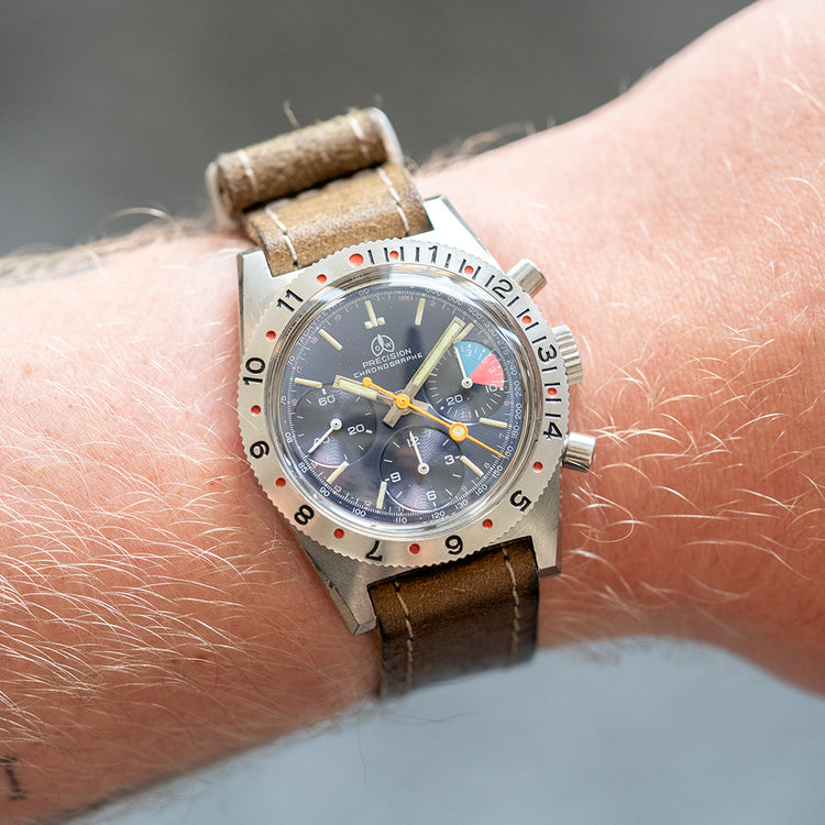 1970s Ollech & Wajs Valjoux 72 Chronograph Blue 37.5mm - vault