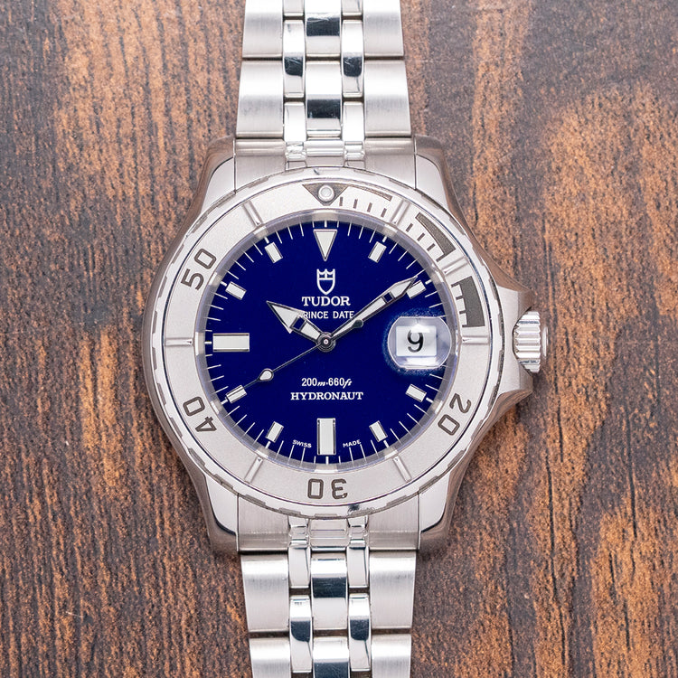 2000s Tudor Prince Date Hydronaut Blue Dial 41mm 89190P