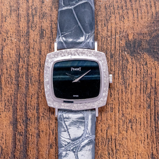 1970s Piaget Black Tie Black Tigers Eye White Gold 9562