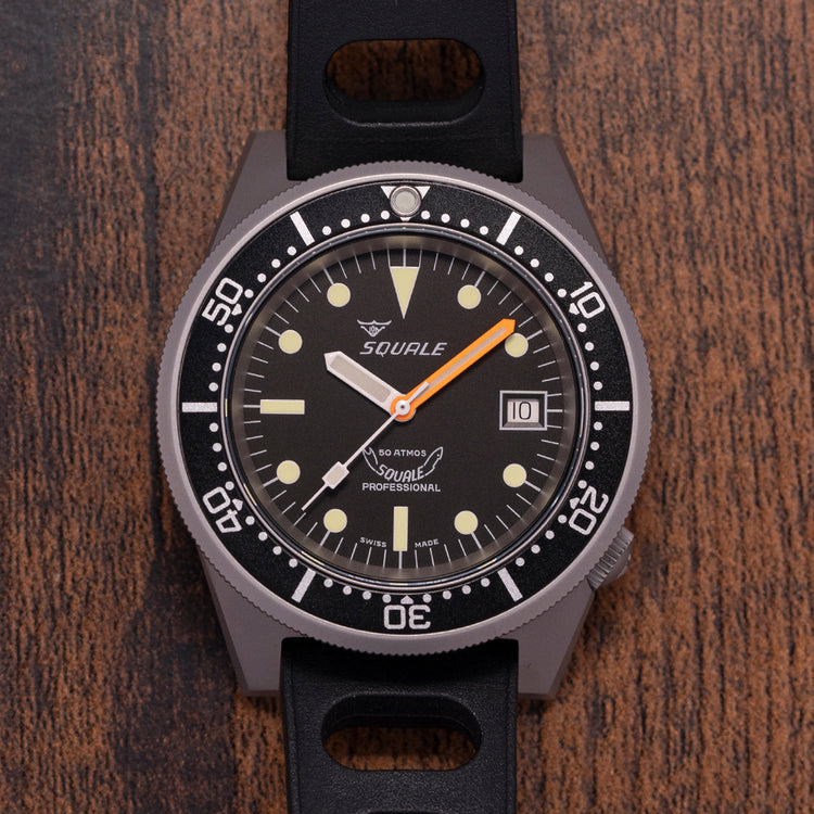 2023 Squale 1521 Black Blasted on Rubber 1521BKBL.NT