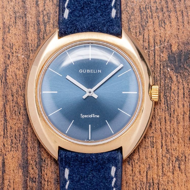 1976 Gübelin 18ct Gold Special-Time Blue Dial 36.5mm