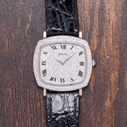 1970s Piaget Black Tie Emperador TV 18ct White Gold 9434