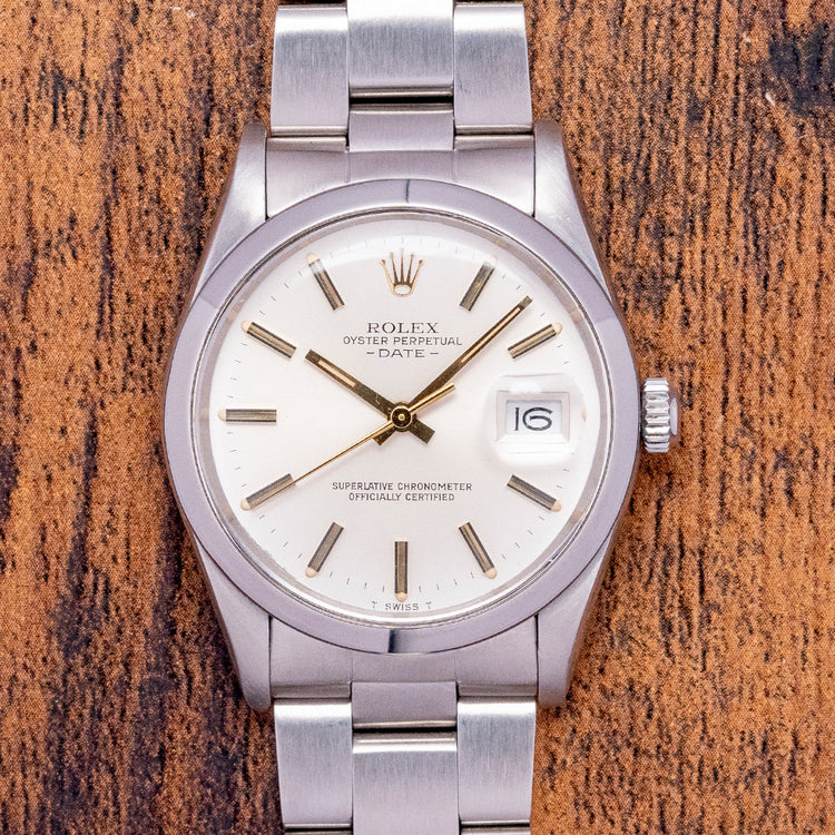 1982 Rolex Oyster Perpetual Date Silver Dial 34mm 15000