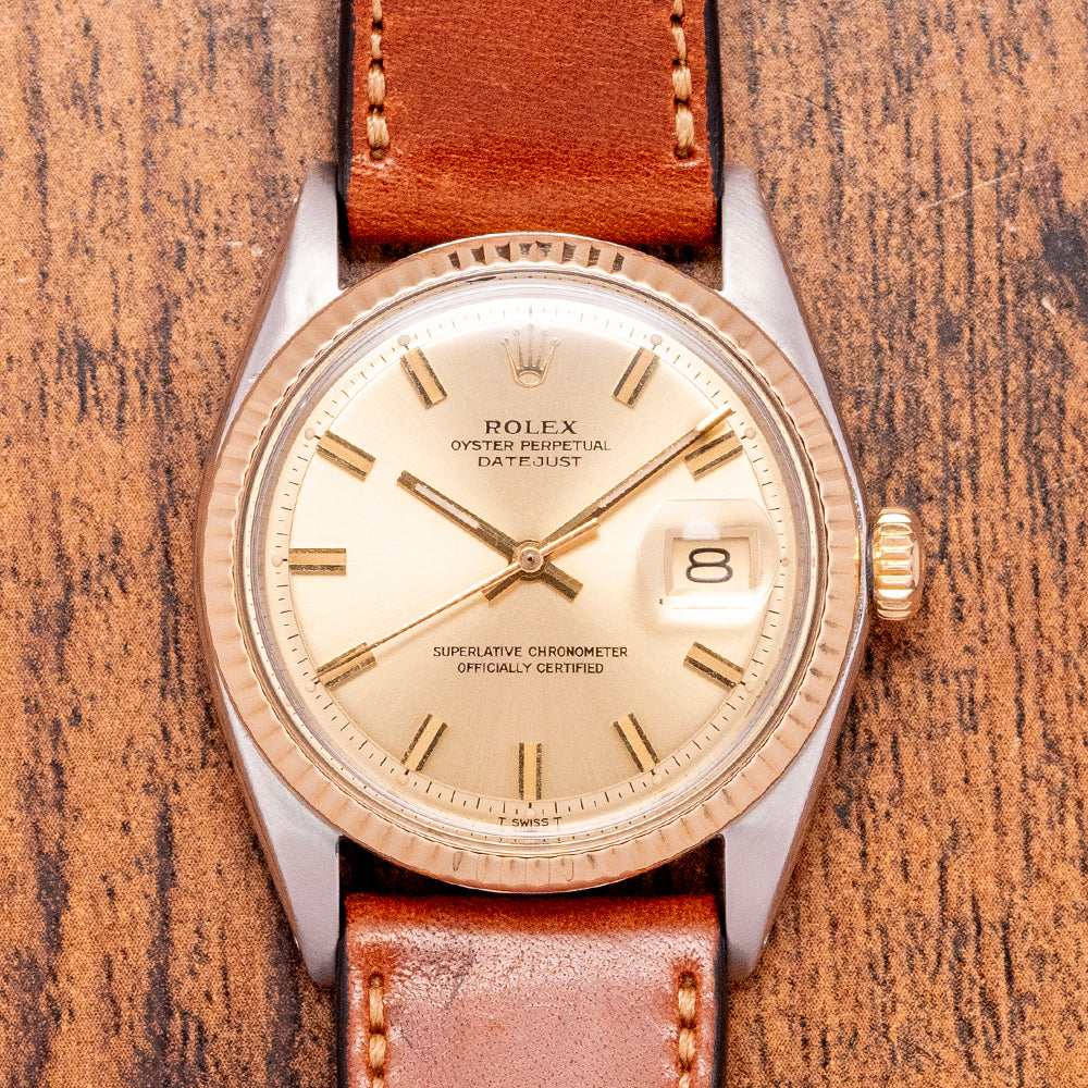 1975 Rolex Datejust 36mm Steel Gold Champagne Dial 1601