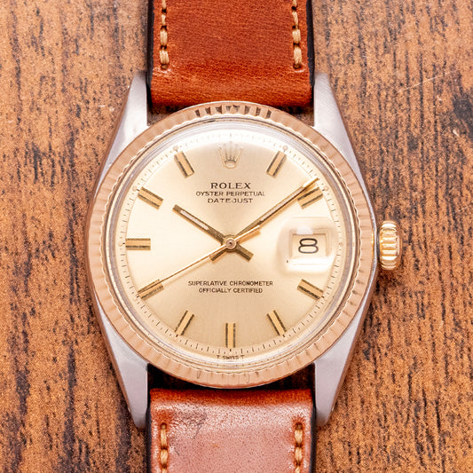 1975 Rolex Datejust 36mm Steel & Gold Champagne Dial 1601