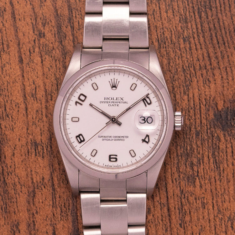 2002 Rolex Oyster Perpetual Date 15200 White Arabic